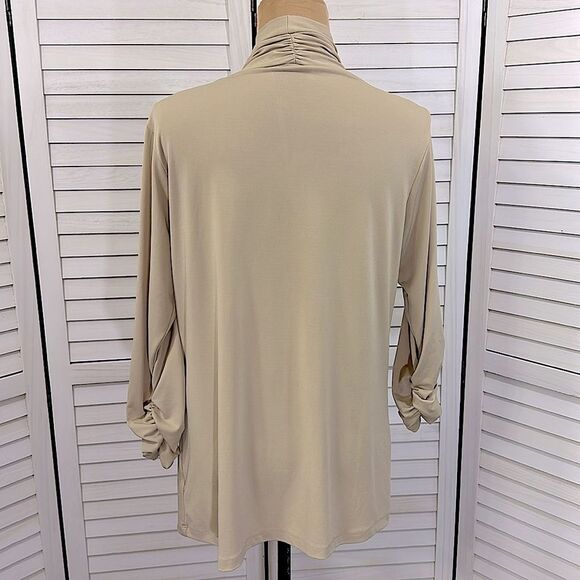 Susan Graver Tan Open Front Cardigan Size Medium - Picture 7 of 10